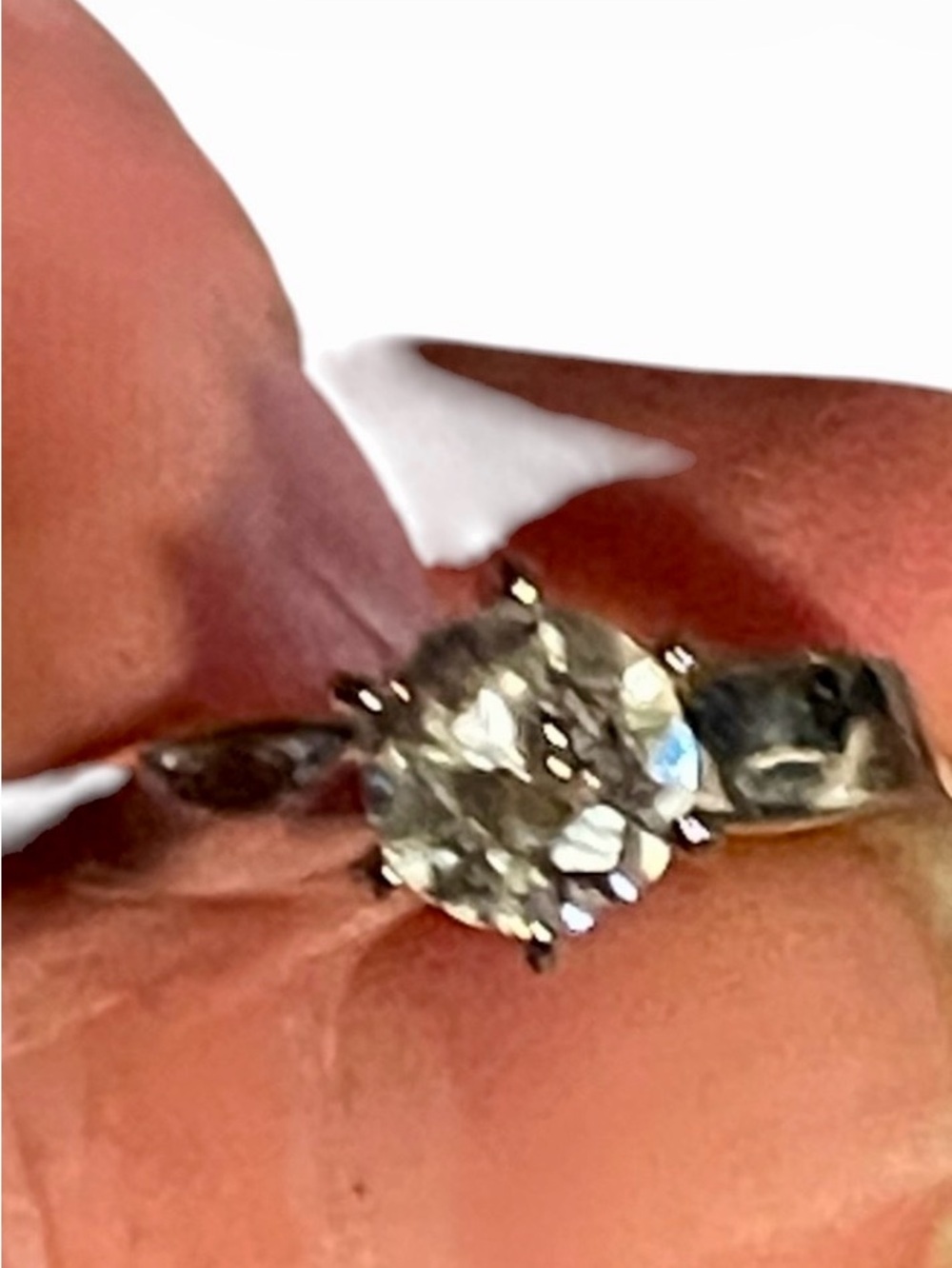 Brilliant Round-Cut Solitaire Ring in Silver Tone CZ Size 7